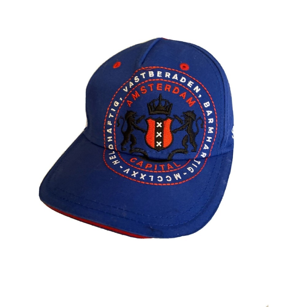 Amsterdam Embroidered Blue & Red Adjustable Baseball Cap